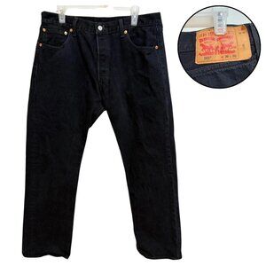 Levi’s 501 Original Fit Black Jeans Men 36x30 Straight Leg Button Fly